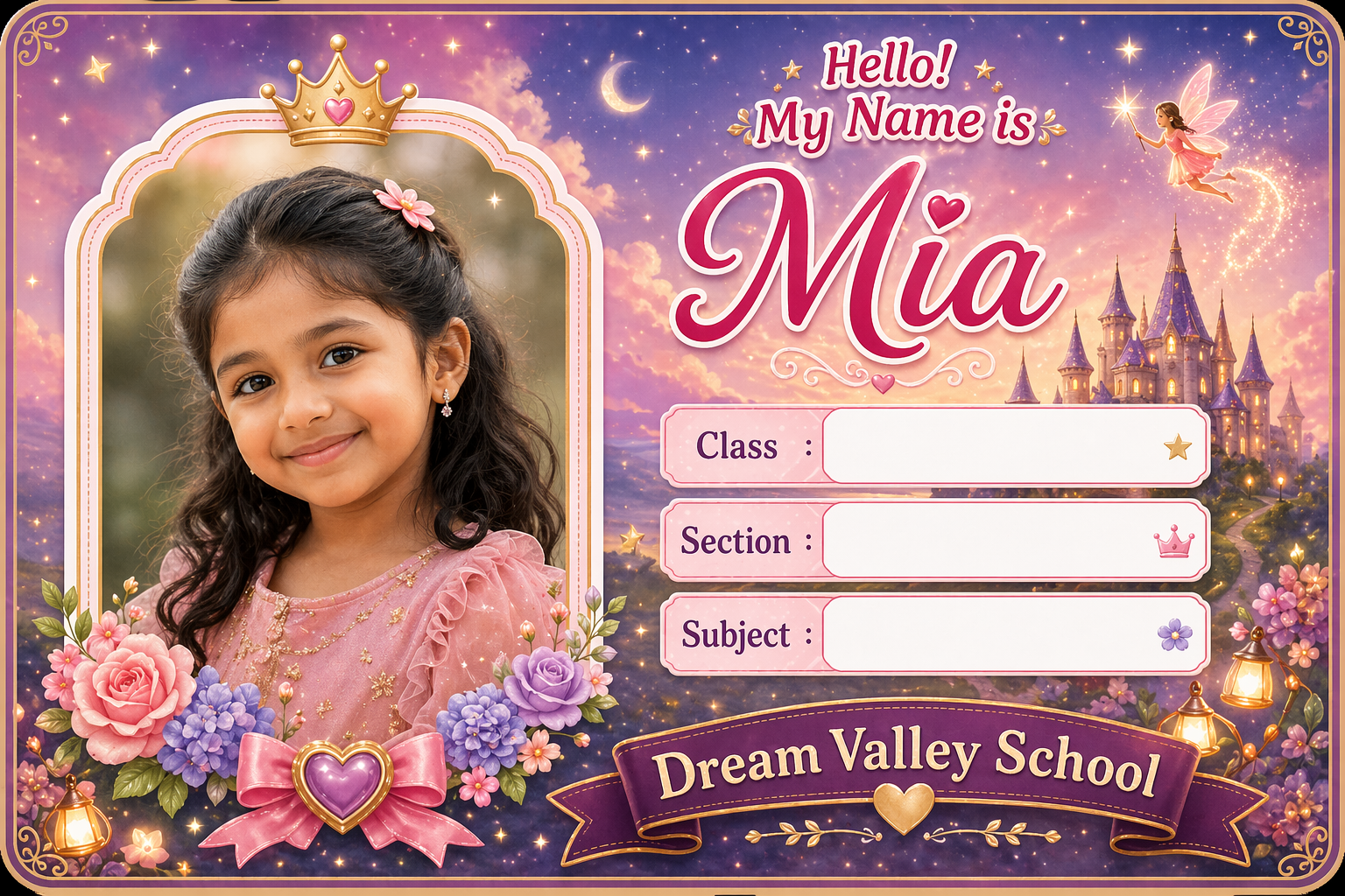 Custom personalised nameslip for Mia